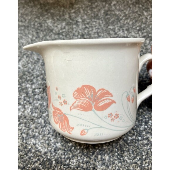 Biltons Coloroll Porcelain Teapot Set England Peach Flowers Sugar Bowl Milk Cup - Picture 2 of 8